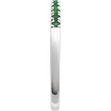10K White Gold Natural Emerald Stackable Ring