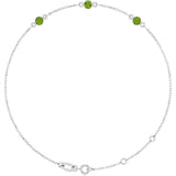 Sterling Silver Natural Peridot Bezel-Set 3-Stone 6 1/2-7 1/2