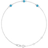 Sterling Silver Natural Blue Zircon Bezel-Set 3-Stone 6 1/2-7 1/2" Bracelet