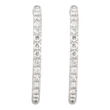 Sterling Silver Imitation White Cubic Zirconia Inside-Outside 29.5 mm Hinged Hoop Earrings