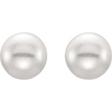 Sterling Silver 6-7 mm Cultured White Freshwater Button Pearl Earrings