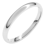 14K White Gold 2 mm Lightweight Comfort-Fit Half Round Band Size 9