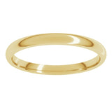 14K Yellow Gold 2 mm Lightweight Comfort-Fit Half Round Band Size 7.5