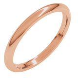14K Rose Gold 2 mm Comfort-Fit Half Round Band Size 7.5