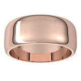 14K Rose Gold 8 mm Half Round Band Size 8