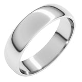 Sterling Silver 5 mm Lightweight Half Round Band Size 7.5