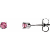 14K White Gold Imitation Pink Tourmaline Youth Earrings