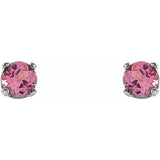 Sterling Silver Imitation Pink Tourmaline Youth Earrings