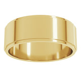 14K Yellow Gold 7 mm Stepped-Edge Flat Band Size 9.5