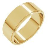 18K Yellow Gold 7 mm Stepped-Edge Flat Band Size 11.5