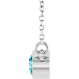 14K White Gold Natural Blue Zircon Solitaire 16" Necklace