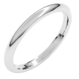 10K White Gold 2 mm Comfort-Fit Half Round Band Size 9.5