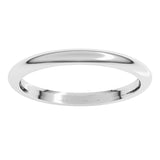 10K White Gold 2 mm Comfort-Fit Half Round Band Size 9.5