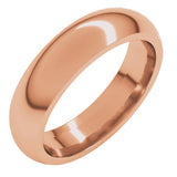 18K Rose Gold 5 mm Comfort-Fit Half Round Band Size 8