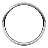Platinum 1 mm Half Round Band Size 5