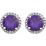 Sterling Silver Natural Amethyst & .01 CTW Natural Diamond Earrings