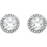 Sterling Silver Lab-Grown White Sapphire & .01 CTW Natural Diamond Earrings