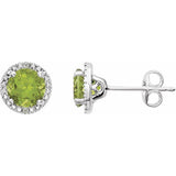 Sterling Silver Natural Peridot & .01 CTW Natural Diamond Earrings