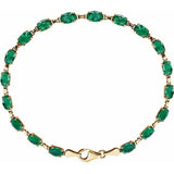 14K Yellow Gold Lab-Grown Emerald 7 1/4" Bracelet