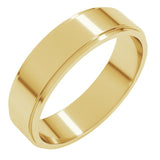 14K Yellow Gold 5 mm Stepped-Edge Flat Band Size 10