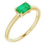 14K Yellow Gold Lab-Grown Emerald Ring
