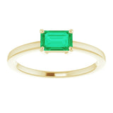 14K Yellow Gold Lab-Grown Emerald Ring