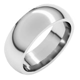 14K White Gold 7 mm Comfort-Fit Half Round Band Size 8