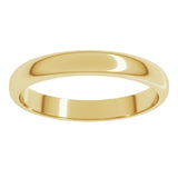 10K Yellow Gold 3 mm Half Round Band Size 10