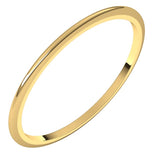 14K Yellow Gold 1 mm Half Round Band Size 8