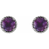 14K White Gold Amethyst Rope Earrings