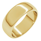 14K Yellow Gold 7 mm Half Round Band Size 11