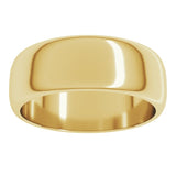 14K Yellow Gold 7 mm Half Round Band Size 8