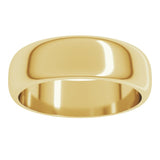 14K Yellow Gold 6 mm Half Round Band Size 13