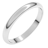 Sterling Silver 2.5 mm Half Round Band Size 8