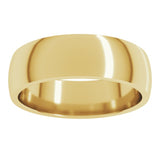 18K Yellow Gold 6 mm Lightweight Comfort-Fit Half Round Band Size 7