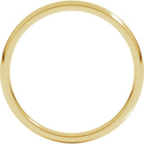 18K Yellow Gold 2 mm Lightweight Comfort-Fit Half Round Band Size 3.5