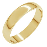 14K Yellow Gold 4 mm Lightweight Half Round Band Size 6