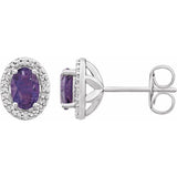 Sterling Silver Natural Amethyst & .025 CTW Natural Diamond Earrings