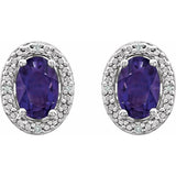 Sterling Silver Natural Amethyst & .025 CTW Natural Diamond Earrings