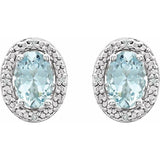 Sterling Silver Natural Aquamarine & .025 CTW Natural Diamond Earrings