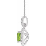 Sterling Silver Natural Peridot & .01 CTW Natural Diamond 18" Necklace