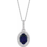 Sterling Silver Lab-Grown Blue Sapphire & .01 CTW Natural Diamond 18" Necklace