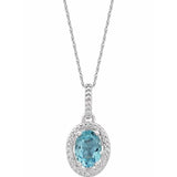 Sterling Silver Natural Sky Blue Topaz & .01 CTW Natural Diamond 18" Necklace