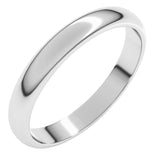 14K White Gold 3 mm Half Round Band Size 10.5