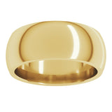 14K Yellow Gold 8 mm Comfort-Fit Half Round Band Size 9.5