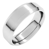 14K White Gold 6 mm Beveled-Edge Comfort-Fit Flat Band Size 12