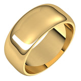 14K Yellow Gold 8 mm Half Round Band Size 9.5