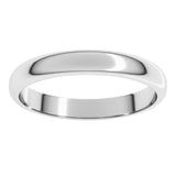 Platinum 3 mm Half Round Band Size 7.5