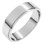 10K White Gold 5 mm Stepped-Edge Flat Band Size 11