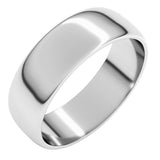 14K White Gold 6 mm Lightweight Half Round Band Size 6.5